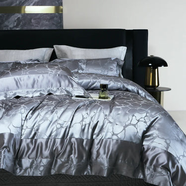 Marble Art Print Jacquard Patchwork Silky Egyptian Cotton Bedspread Bedding Set